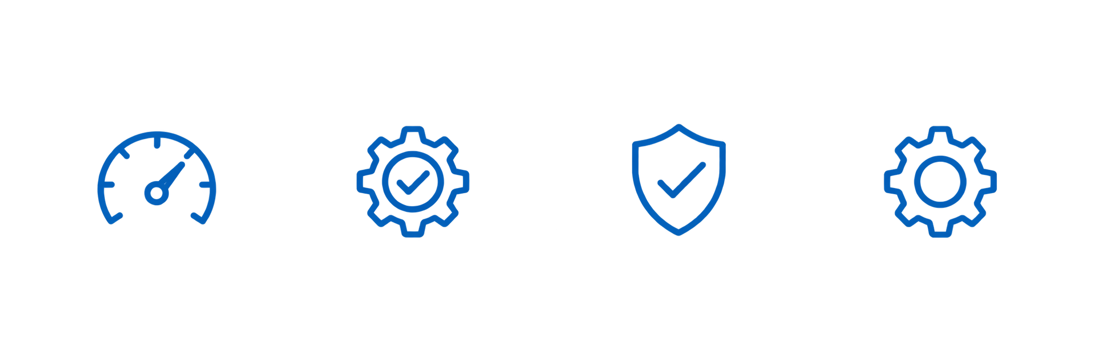 Blue outline symbols for Seamerco production-line benefits